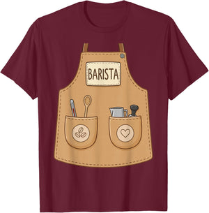 Barista Funny Cute Apron Coffee Espresso Costume T-Shirt - T-Shirt | Maroon