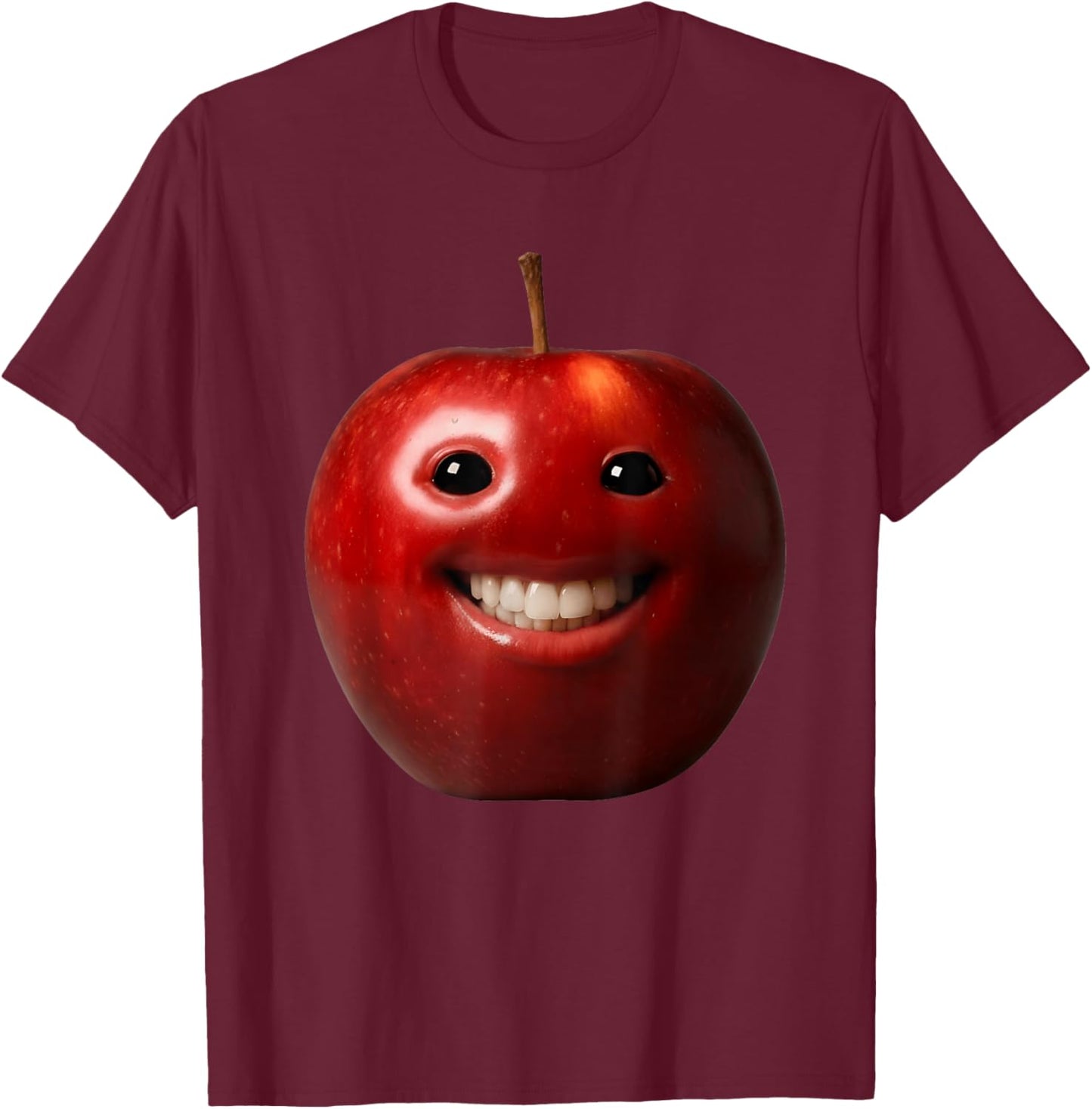 Ai Apple Meme Fruits Eating Fruit Funny brainrot Silly Gen Z T-Shirt - T-Shirt | Maroon