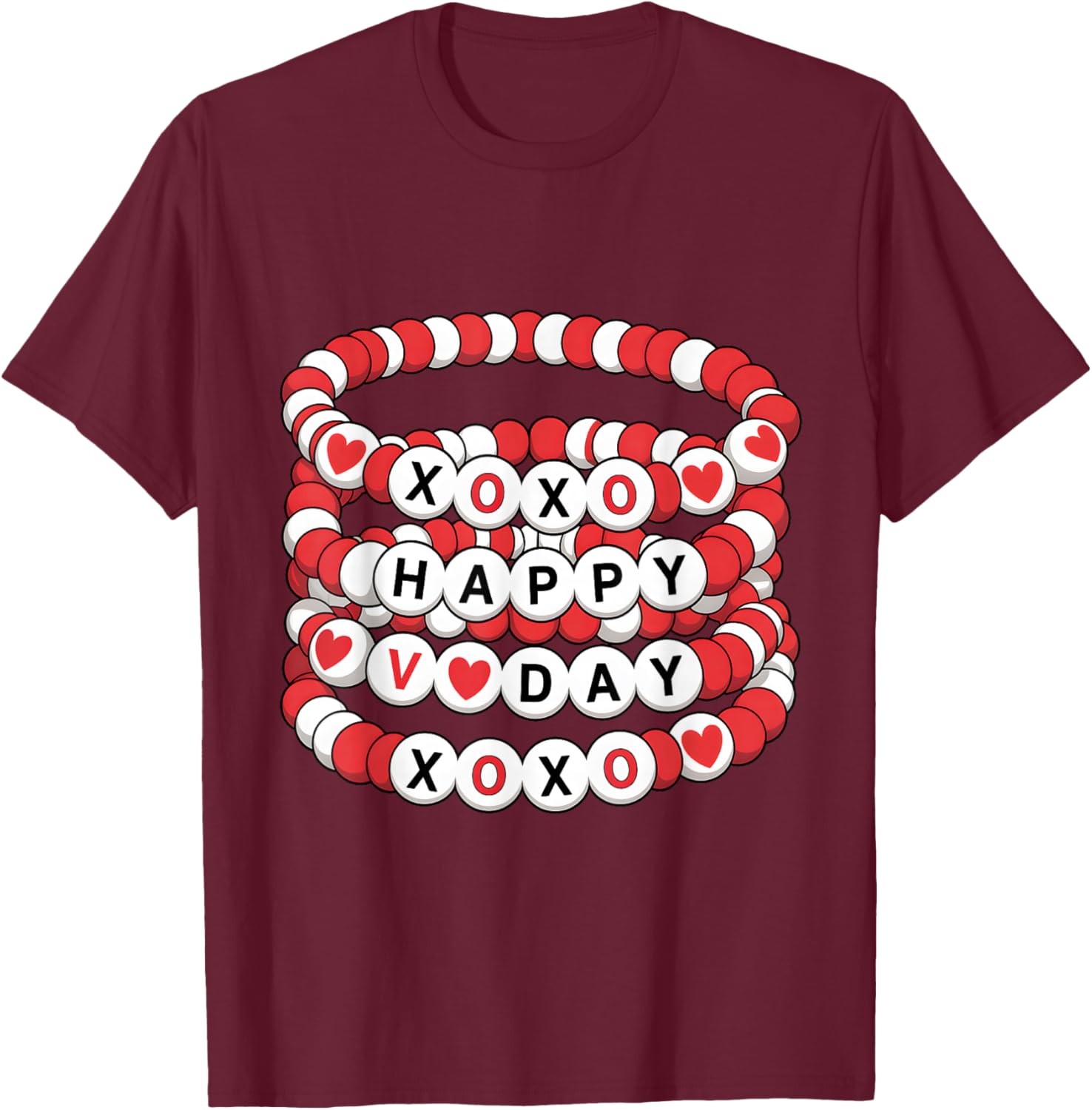 Valentines Friendship Bracelets Valentines Women Kids T-Shirt - T-Shirt | Maroon