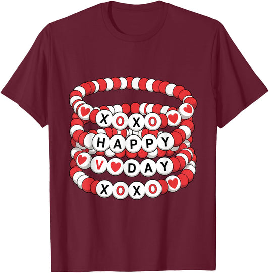 Valentines Friendship Bracelets Valentines Women Kids T-Shirt - T-Shirt | Maroon