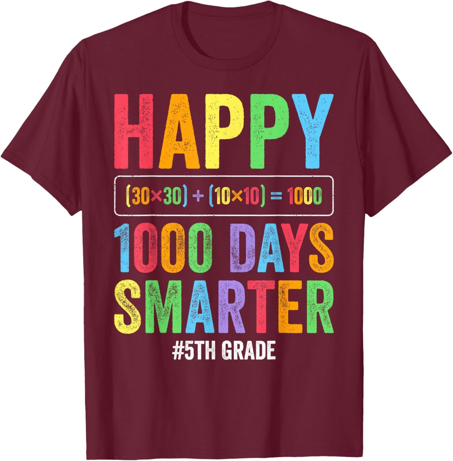 Bruh It's My 1000 Days Smarter 5th Grade Elementary Kids T-Shirt - T-Shirt | Maroon