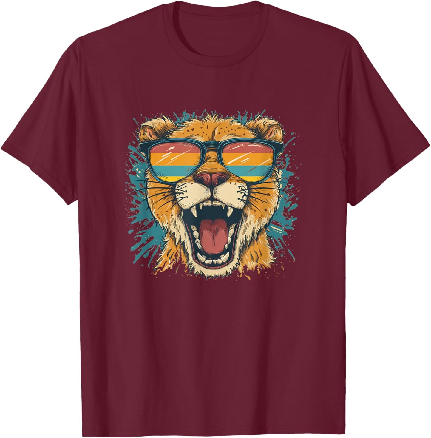 Colorful Sunglasses Cougar Costume T-Shirt - T-Shirt | Maroon