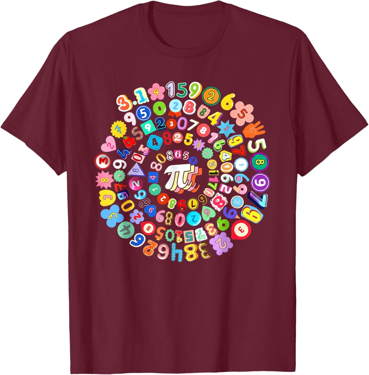 Pi Day Vintage Pi Number 3,14 Spiral Pi Math Teacher Student T-Shirt - T-Shirt | Maroon