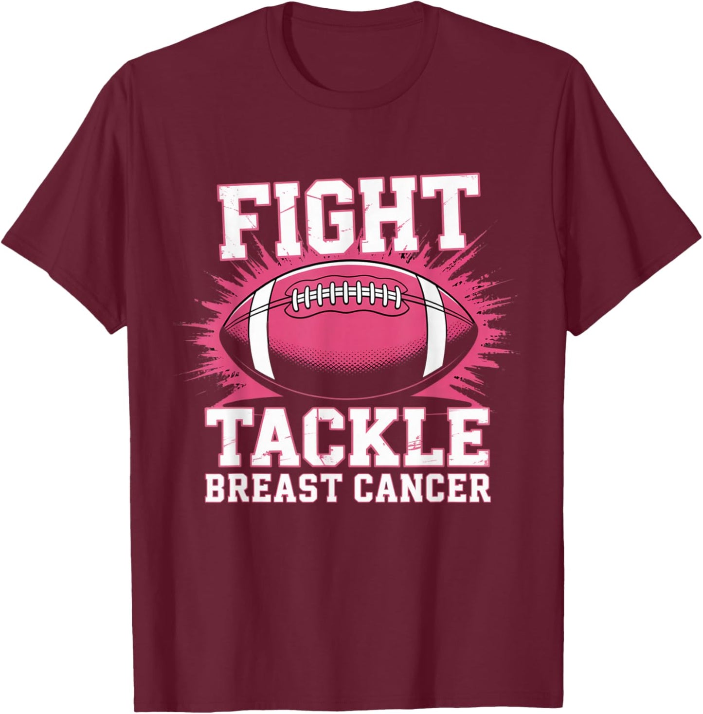 Pink Out Tackle Breast Cancer Awareness Football Kids Boys T-Shirt - T-Shirt | Maroon