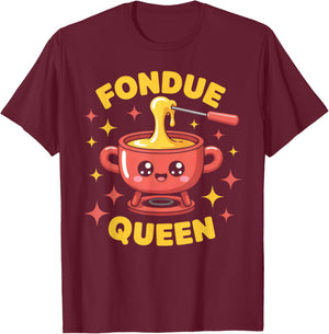 Fondue Queen Cute Cheese Food Cooker T-Shirt - T-Shirt | Maroon