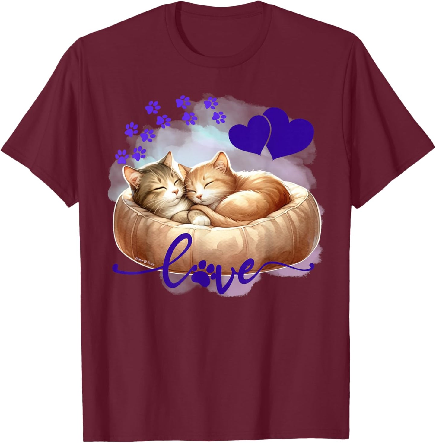 Cute Cat Love and Friendship - Valentine's Day Sweethearts T-Shirt - T-Shirt | Maroon