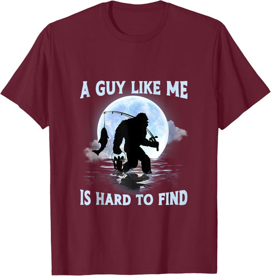 Cool Fisherman Bigfoot Fishing Funny Sasquatch Night Fishing T-Shirt - T-Shirt | Maroon