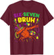 Boy Mardi Gras Six Seven Bruh Dabbing Crawfish Beads Kids T-Shirt - T-Shirt | Maroon