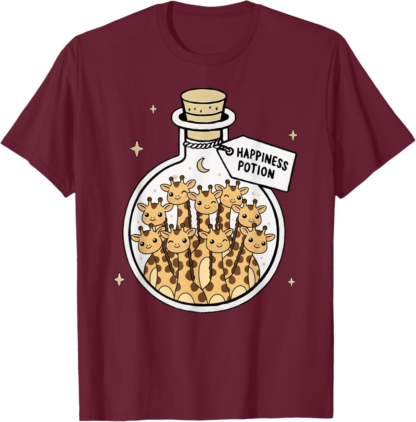 Funny Giraffe Happiness Potion Zoo Boys Girls Kids T-Shirt - T-Shirt | Maroon