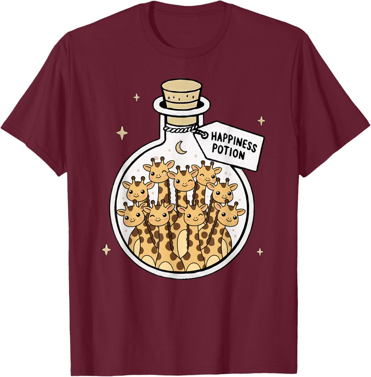 Funny Giraffe Happiness Potion Zoo Boys Girls Kids T-Shirt - T-Shirt | Maroon