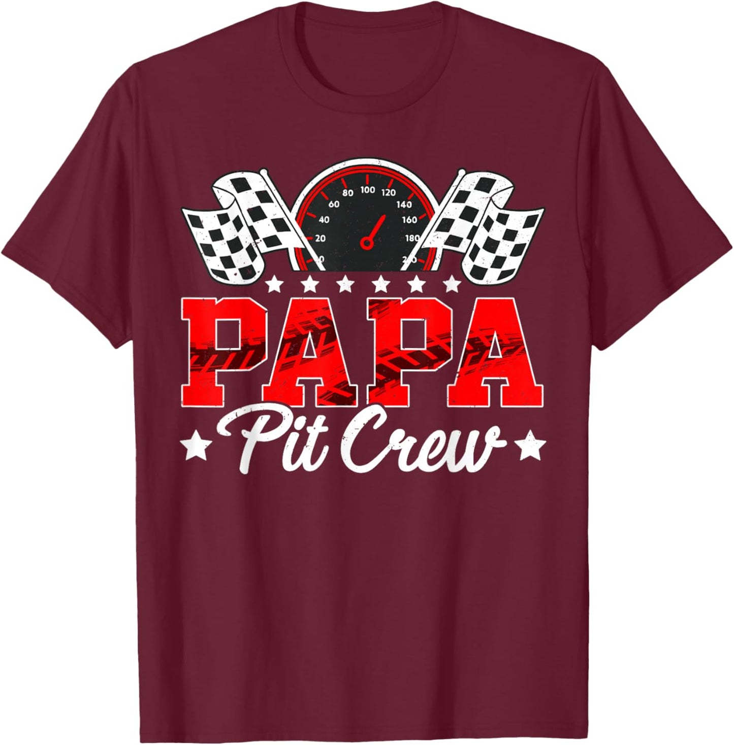 Race Car Birthday Party Matching Family Papa Pit Crew T-Shirt - T-Shirt | Maroon