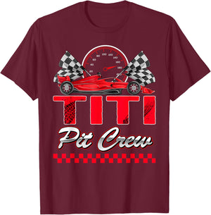 Titi Pit Crew Racing Family Race Car Birthday Boy T-Shirt - T-Shirt | Maroon