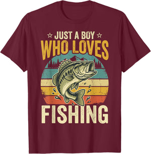 Just A Boy Who Loves Fishing T-Shirt - T-Shirt | Maroon