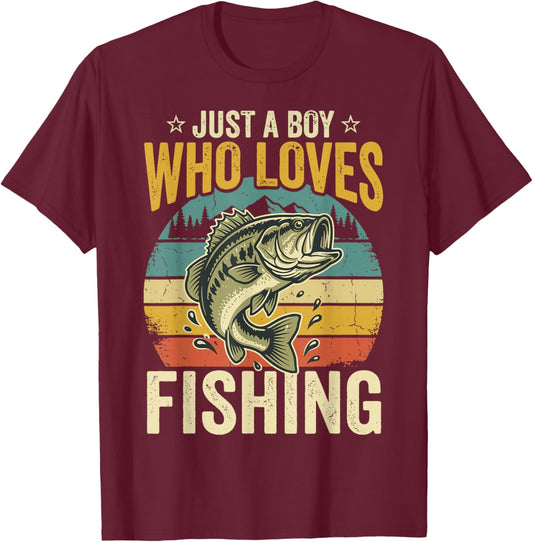 Just A Boy Who Loves Fishing T-Shirt - T-Shirt | Maroon