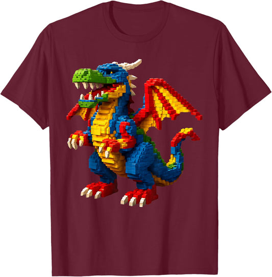 Dragon Block Building Construction Toys Master Builder T-Shirt - T-Shirt | Maroon