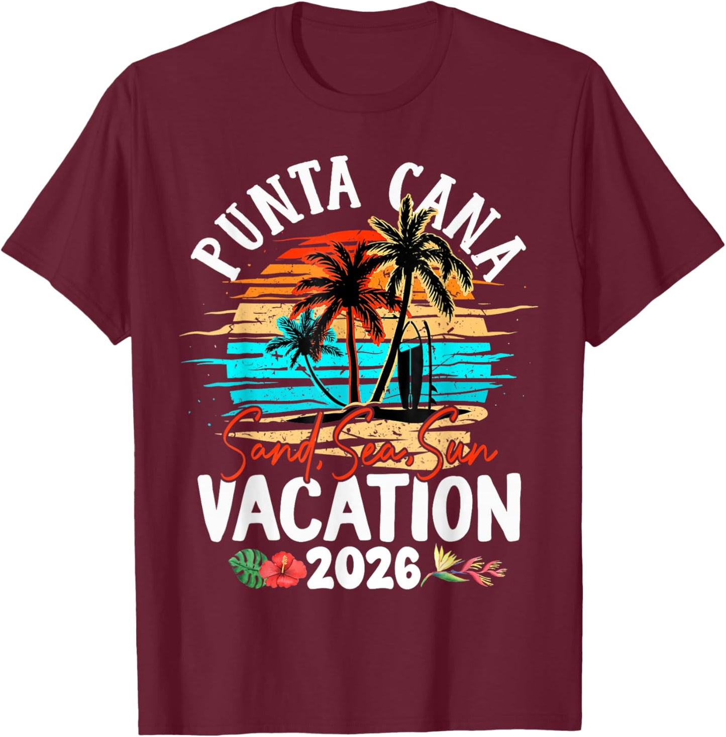 Punta Cana Dominican 2026 Vacation Matching Family Group T-Shirt - T-Shirt | Maroon