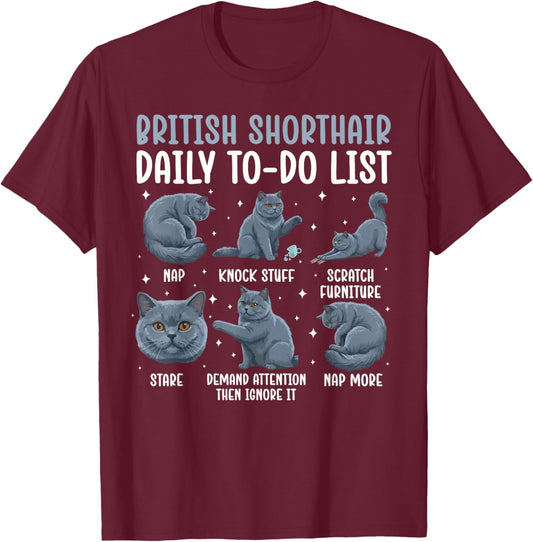 British Shorthair Cat Owner Funny British Shorthair Cat Mom T-Shirt - T-Shirt | Maroon