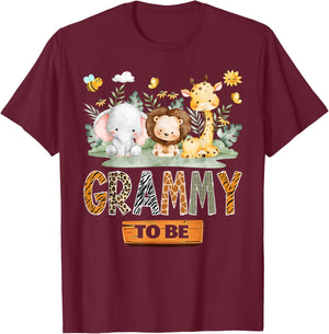 Grammy to Be Safari Jungle Animal Gender Reveal Party T-Shirt - T-Shirt | Maroon