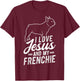 I Love Jesus and My Frenchie Christian French Bulldog T-Shirt - T-Shirt | Maroon