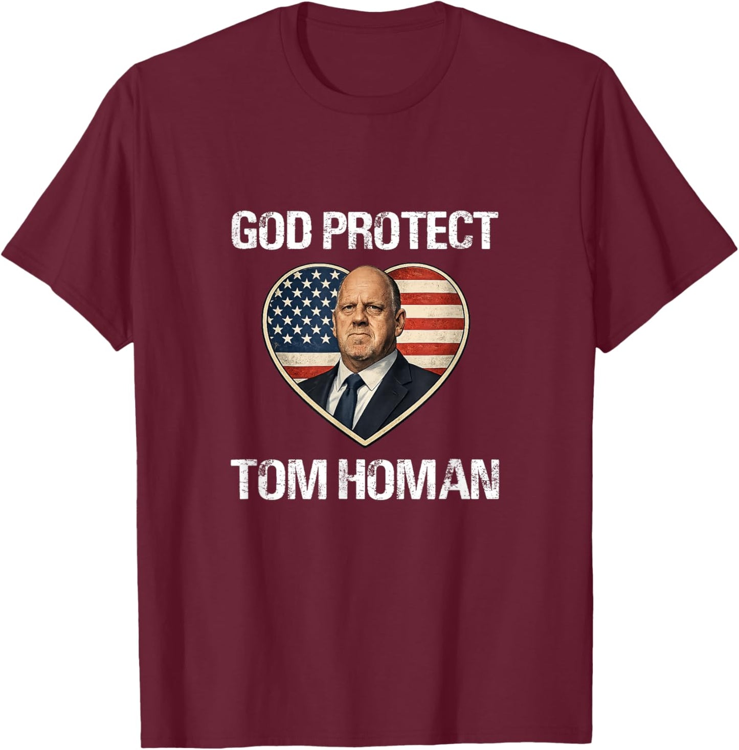 I Love Heart Tom American Patriotic Flag God Protect Homan T-Shirt - T-Shirt | Maroon