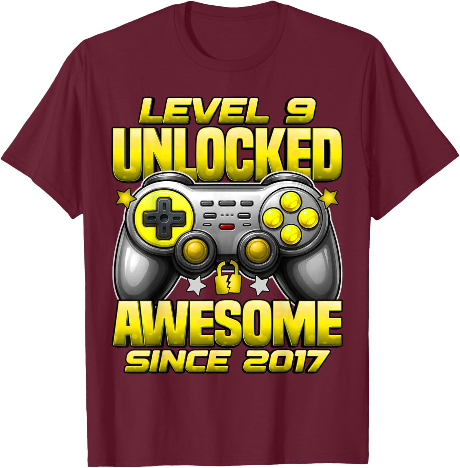 Level 9 Unlocked 9 Year Old Gifts for Boys 9th Birthday Boy T-Shirt - T-Shirt | Maroon