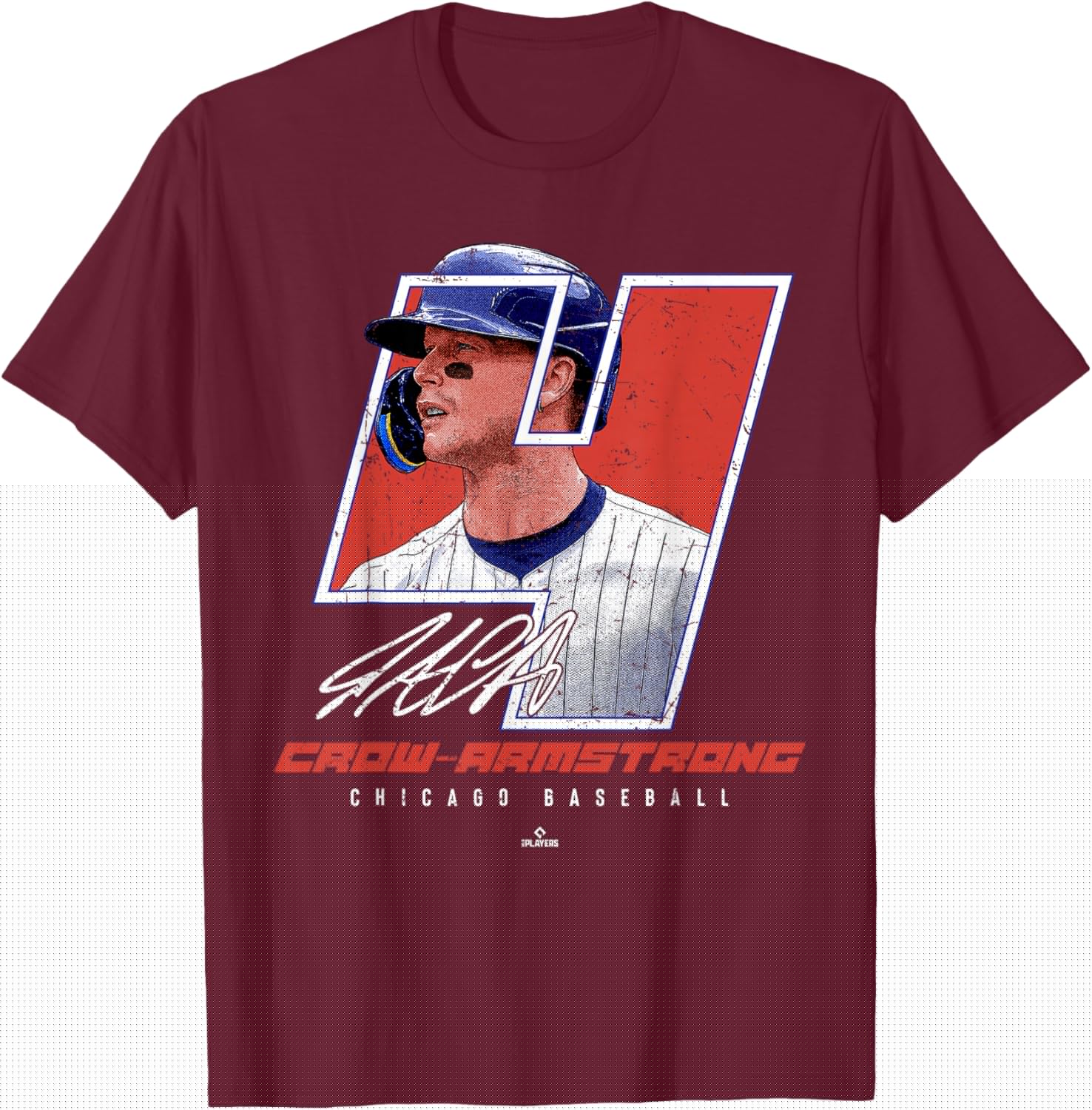 Silhouette Pete Crow Armstrong Chicago Baseball MLBPA T-Shirt - T-Shirt | Maroon