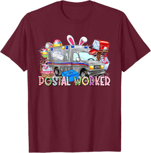 Postal Worker Easter Day Mail Carrier Postman Life Mail Lady T-Shirt - T-Shirt | Maroon