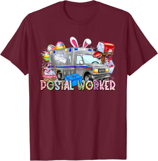 Postal Worker Easter Day Mail Carrier Postman Life Mail Lady T-Shirt - T-Shirt | Maroon