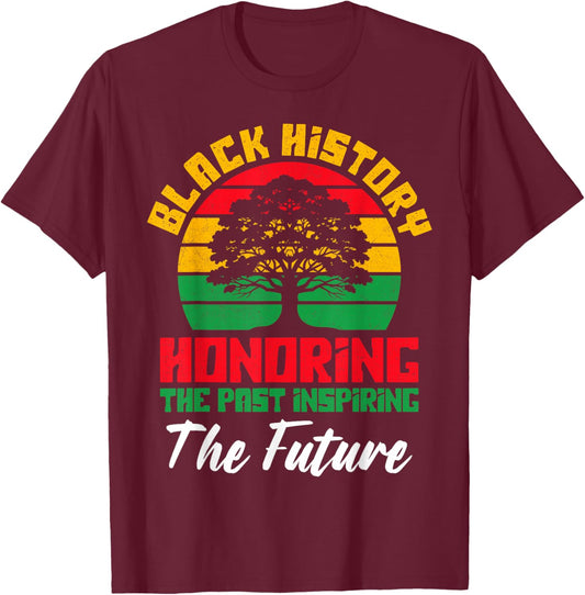 Honoring Past Inspiring Future Black History Month Men Kid T-Shirt - T-Shirt | Maroon