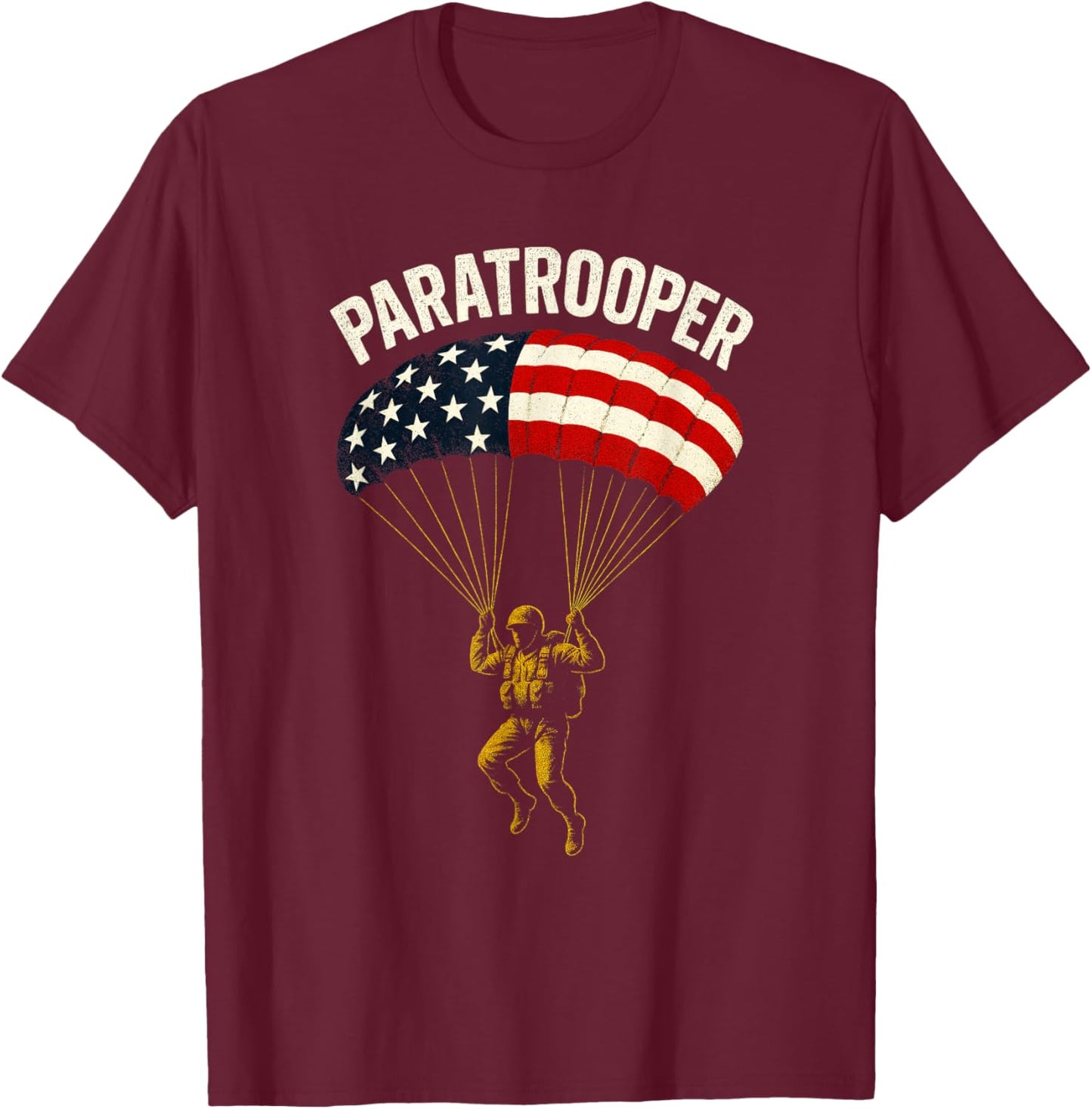 Paratrooper - Military Soldier Skydiving T-Shirt - T-Shirt | Maroon