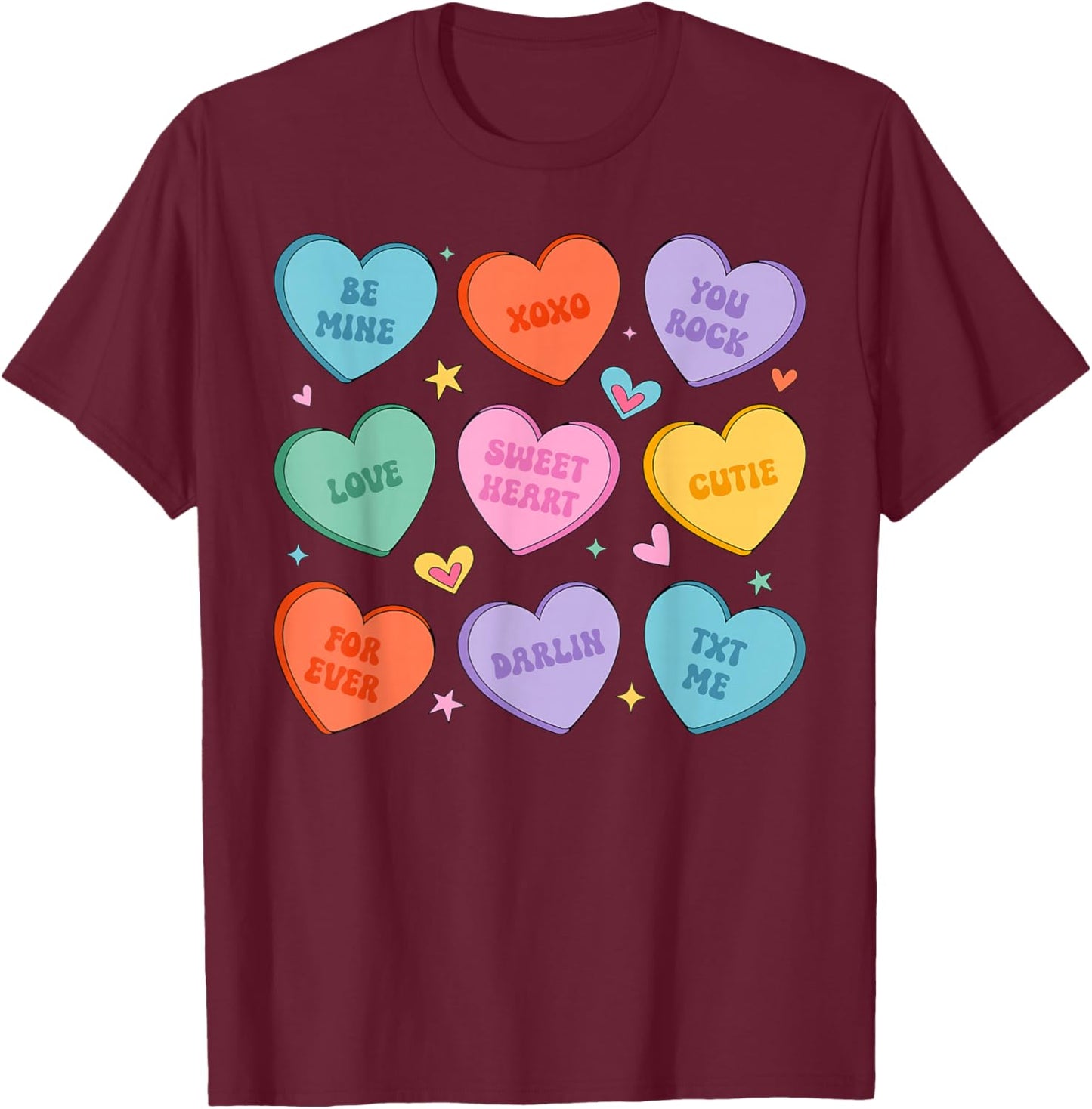 Valentines Day Hearts Candy Be Mine Valentine Women Men Kids T-Shirt - T-Shirt | Maroon