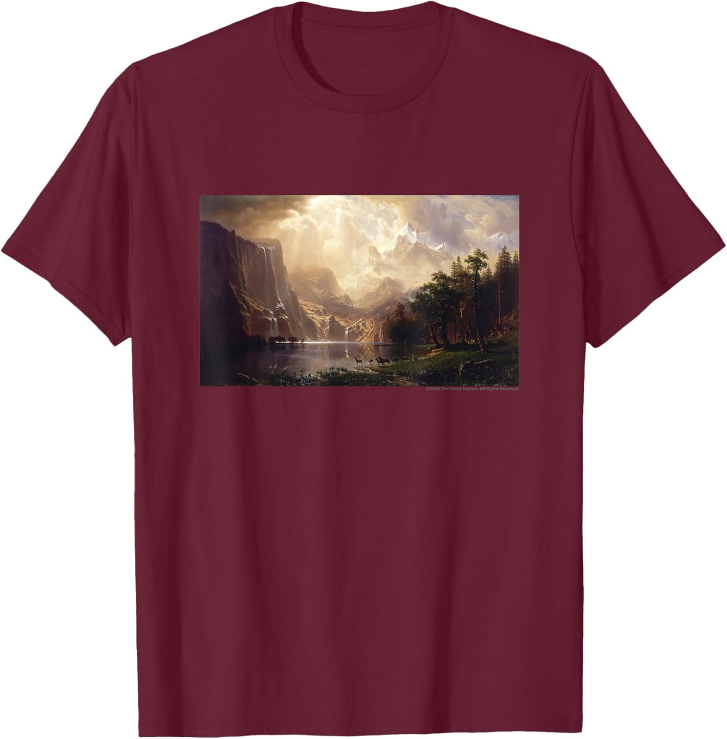 Albert Bierstadt Among The Sierra Nevada, California T-Shirt - T-Shirt | Maroon