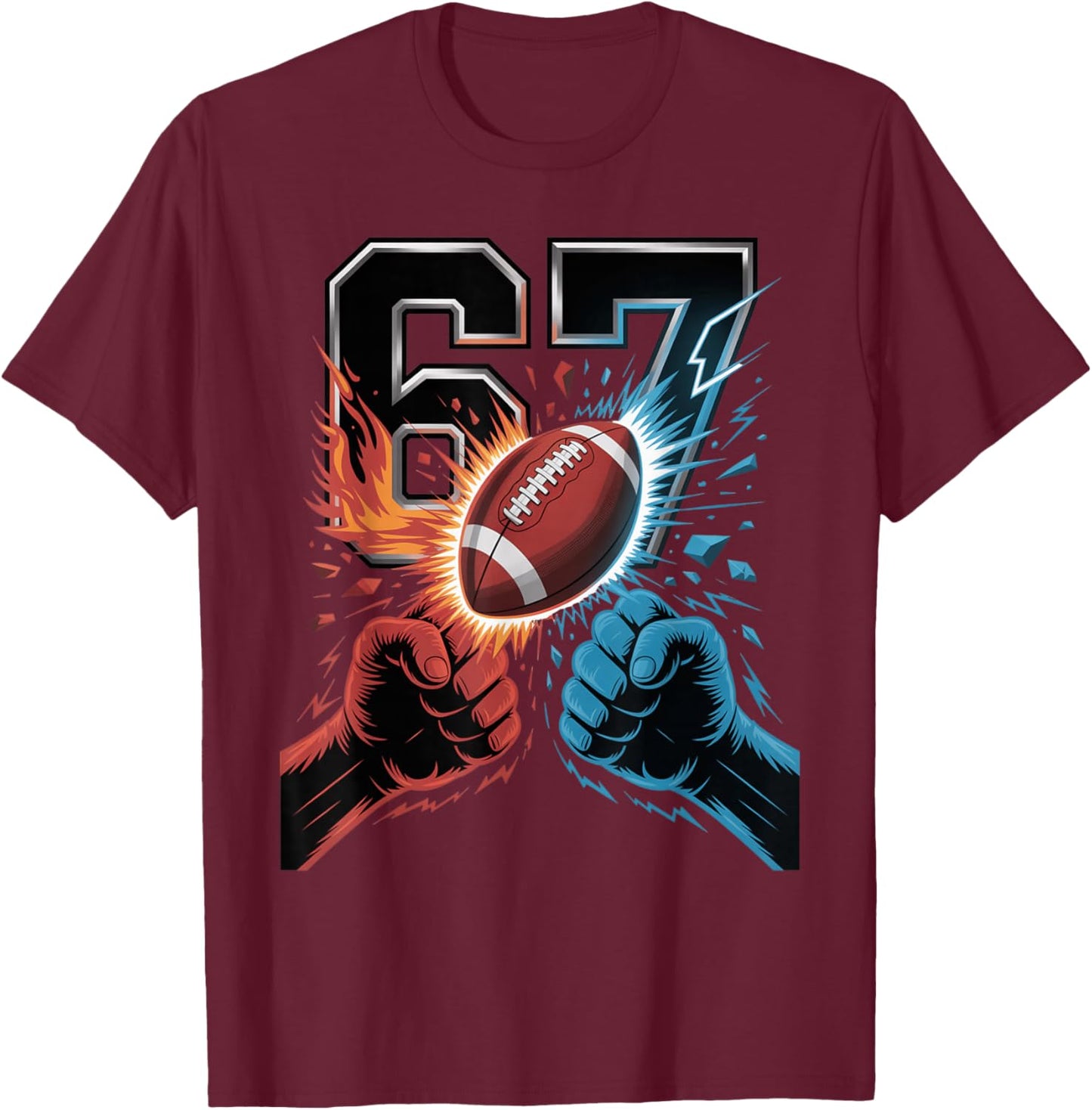 American Football 67 Six Seven Alpha Power Meme for Boys Men T-Shirt - T-Shirt | Maroon