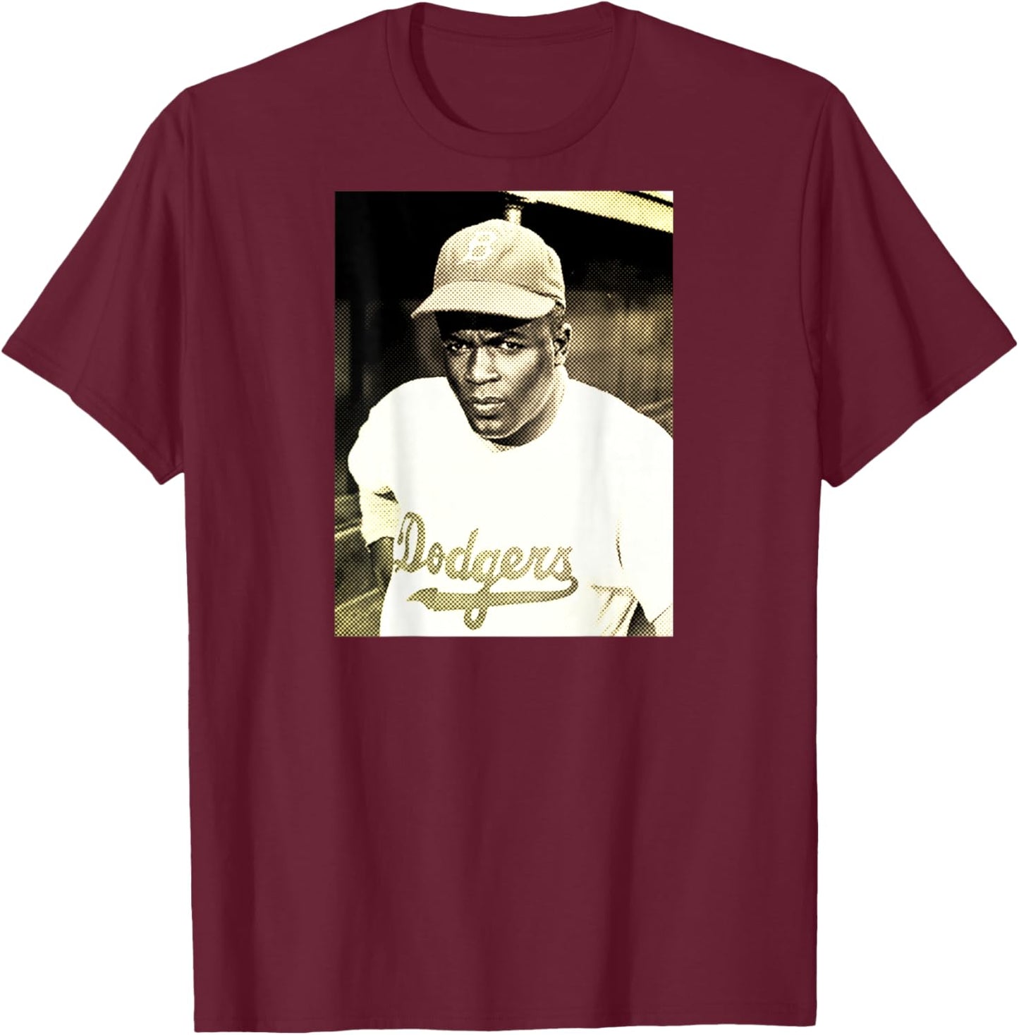 Jackie Robinson_003_Back Printed T-Shirt - T-Shirt | Maroon