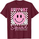 Support Squad Breast Cancer Awareness Smile Face Pink Ribbon T-Shirt - T-Shirt | Maroon