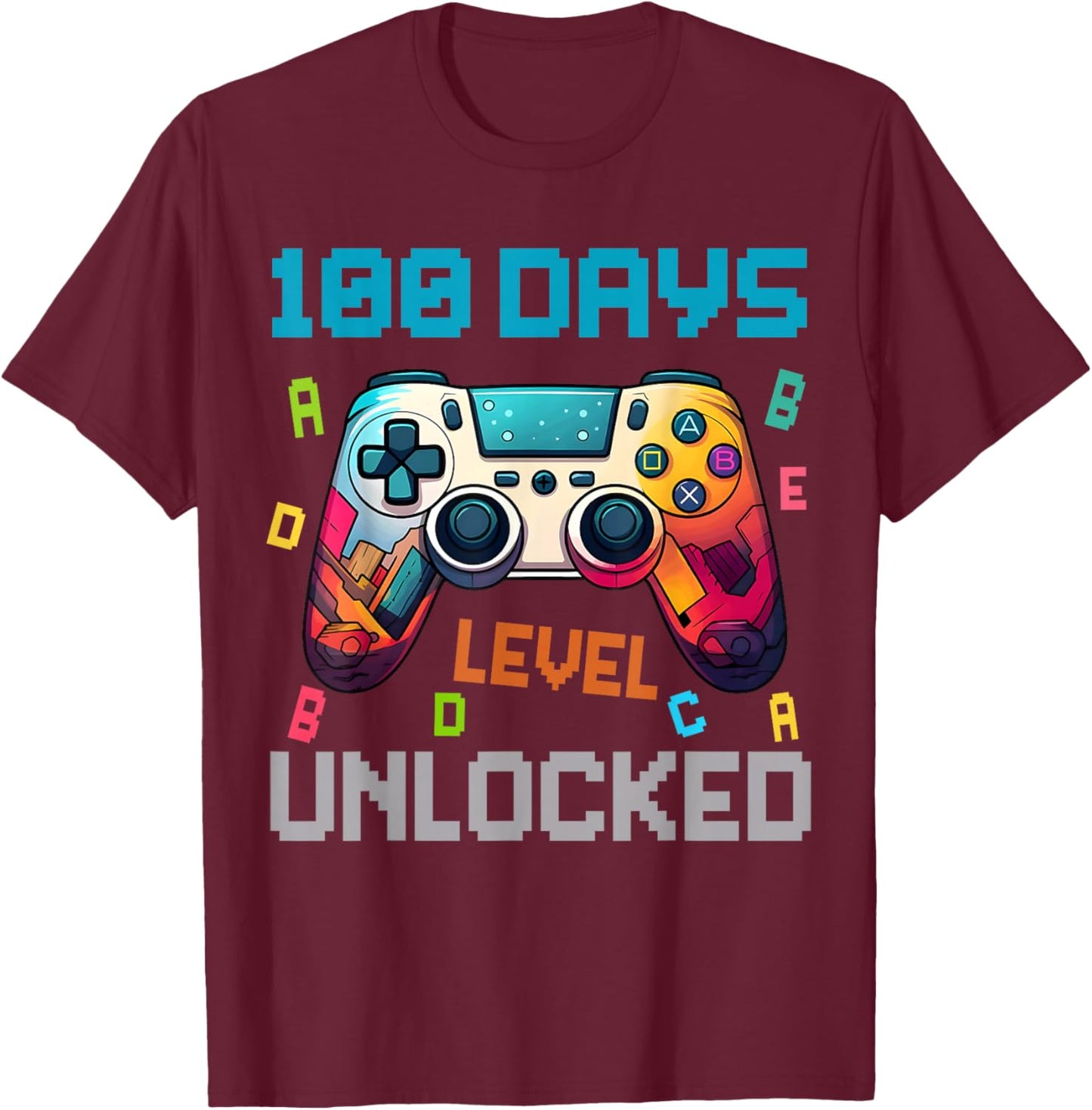 100 Days Level Unlocked Gaming 100 Days of School Boys T-Shirt - T-Shirt | Maroon
