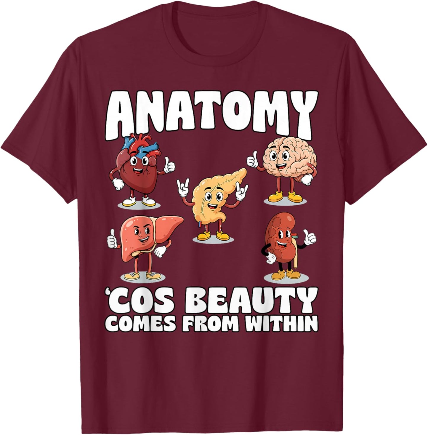 Internal Organs Human Body Anatomy Teacher Science Students T-Shirt - T-Shirt | Maroon