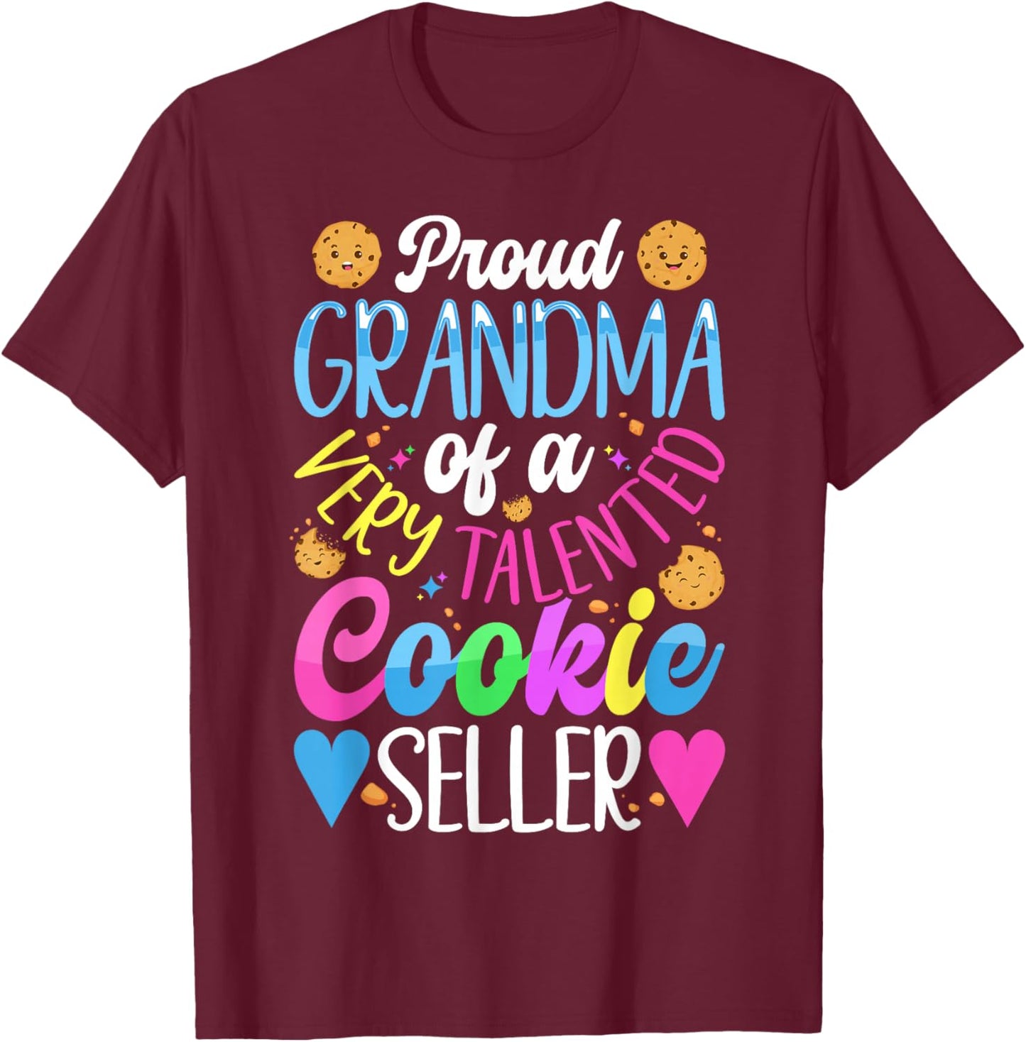 Proud Grandma of A Cookie Seller Girl Leader Scout Dealer T-Shirt - T-Shirt | Maroon