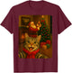 Funny Cute Cat Selfie with Santa Christmas Xmas Women Girl T-Shirt - T-Shirt | Maroon