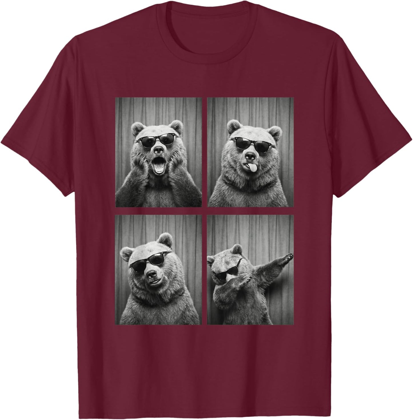 Bear PhotoBooth Sunglasses Funny Dab Bears Lover T-Shirt - T-Shirt | Maroon