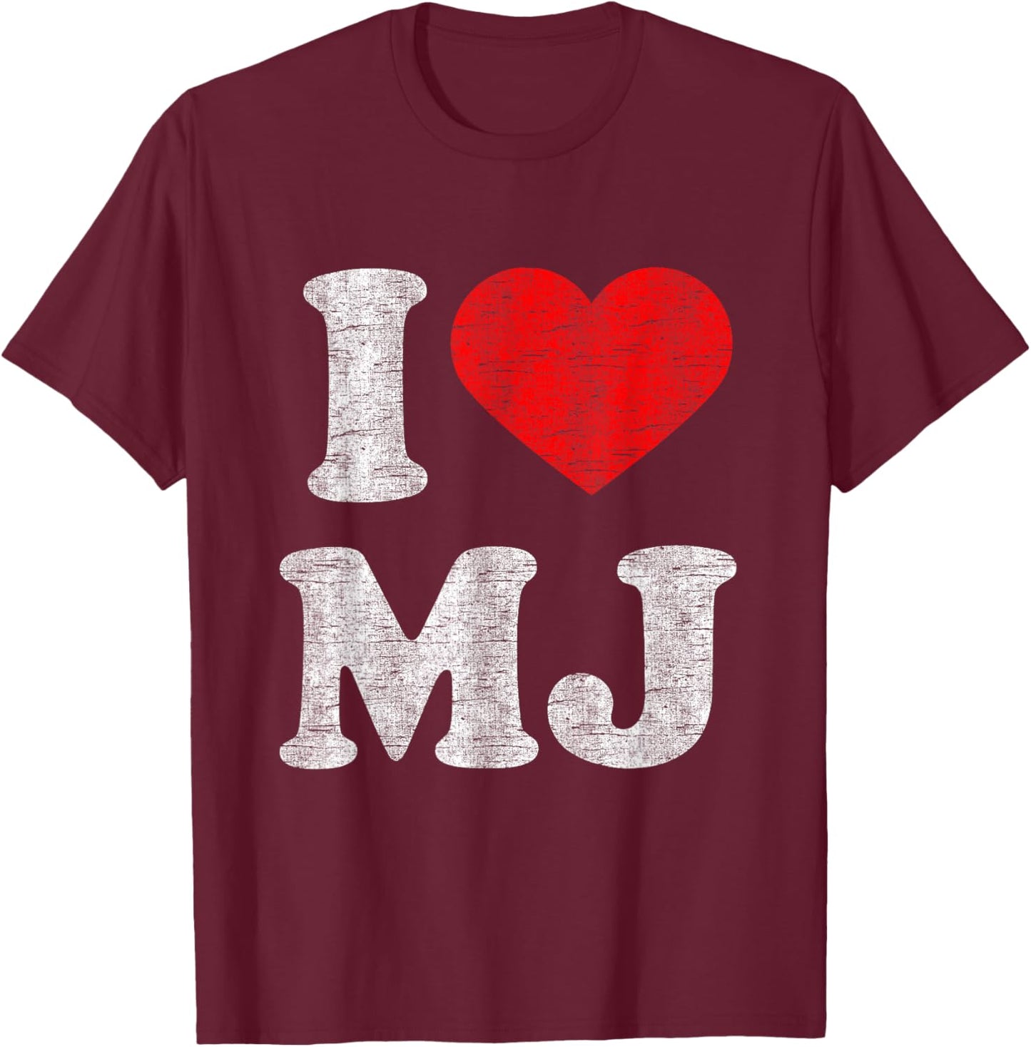 I Love MJ Red Heart Vintage Retro 1980s Men Women 80s Fan T-Shirt - T-Shirt | Maroon