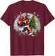 Santa Bigfoot Christmas Tree Xmas Lights Funny Sasquatch T-Shirt - T-Shirt | Maroon