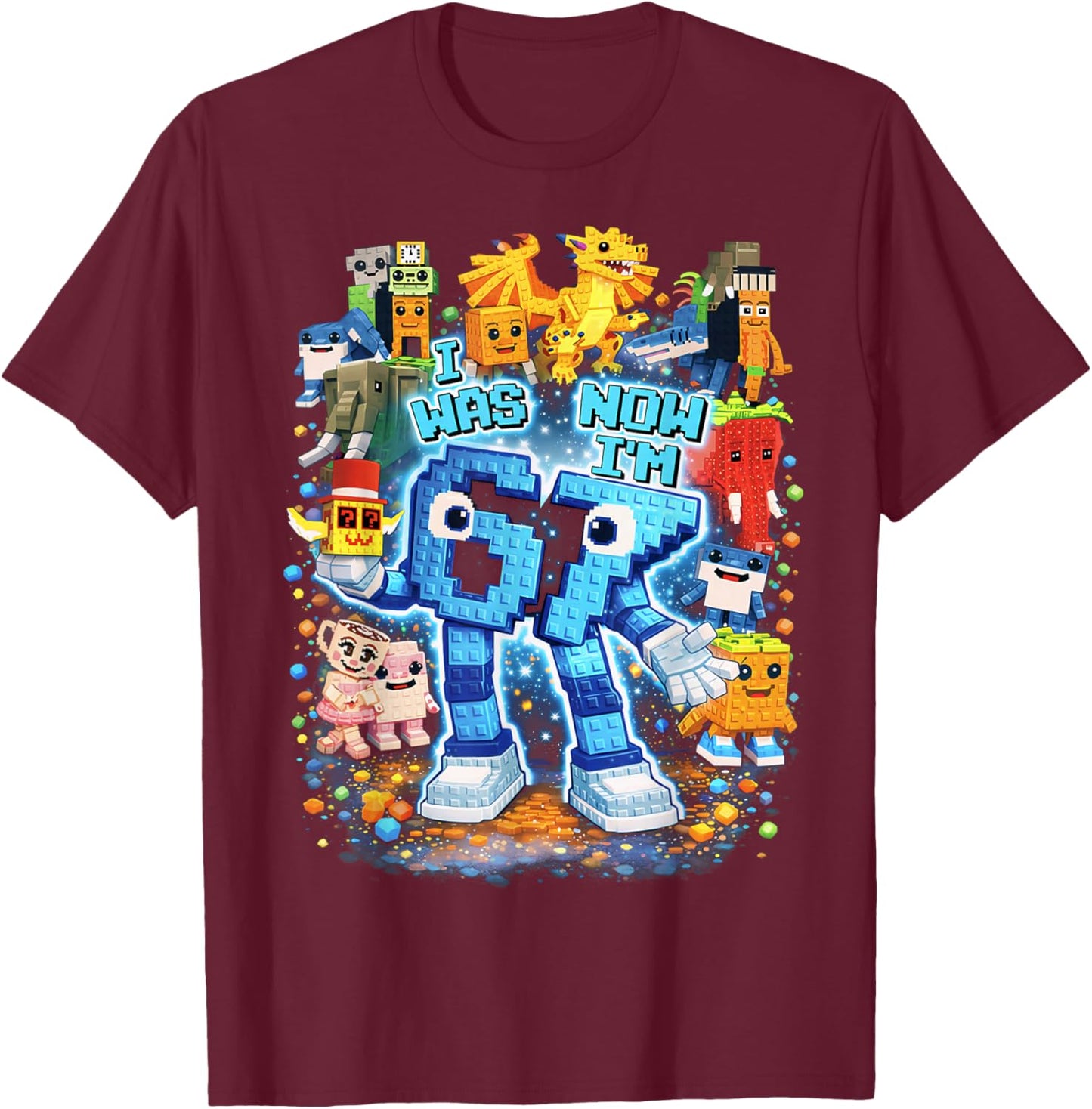 I was 6 Now I'm 7 Brainrot Birthday Boy Gifts for Boys Kids T-Shirt - T-Shirt | Maroon