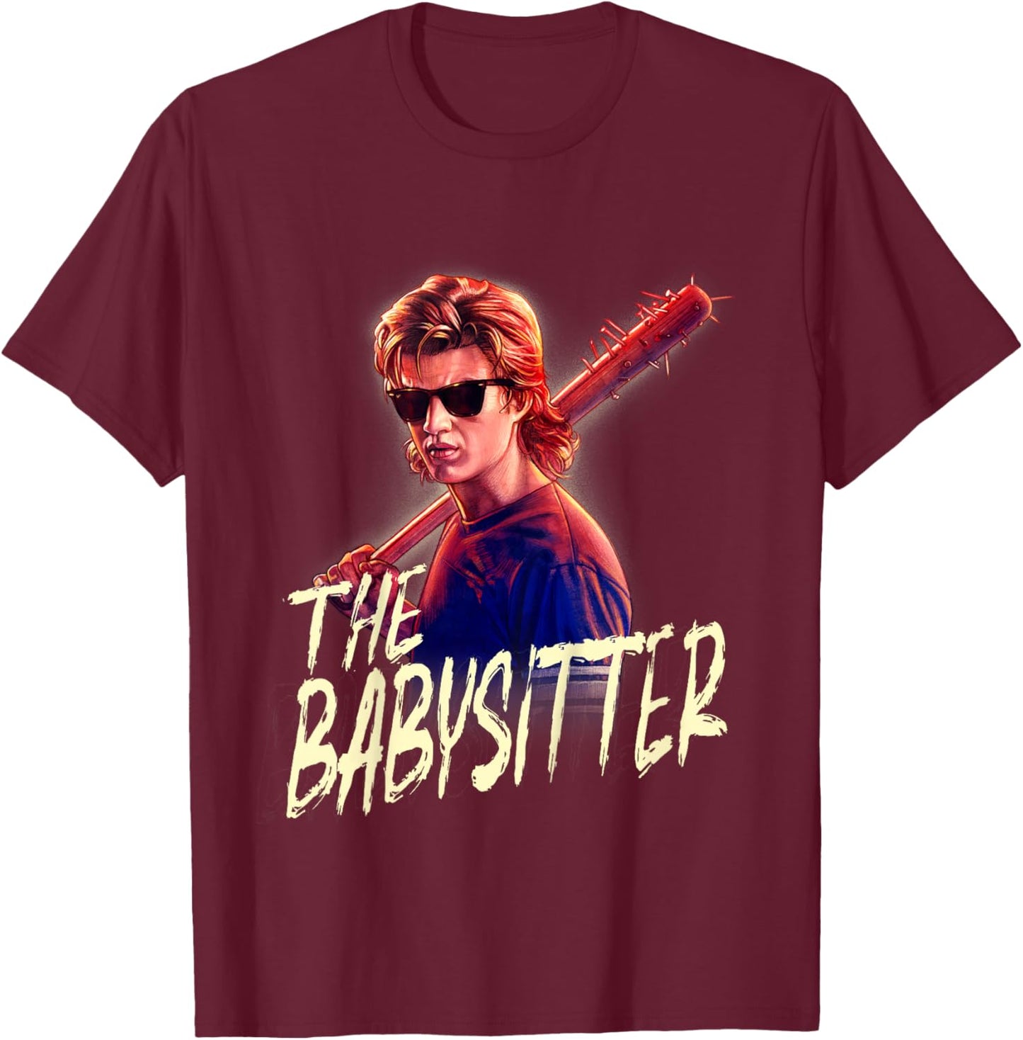Netflix Stranger Things Steve The Babysitter Portrait T-Shirt - T-Shirt | Maroon