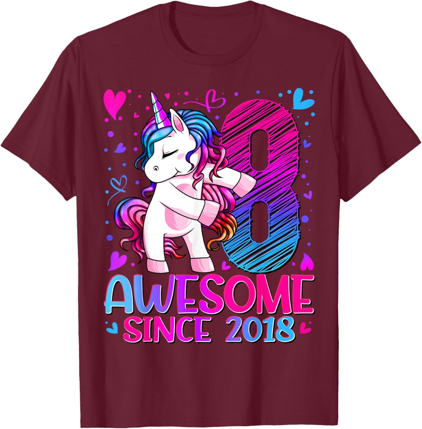 8th Birthday Shirt Girl 8 Year Old Gifts 8 Birthday Girl T-Shirt - T-Shirt | Maroon