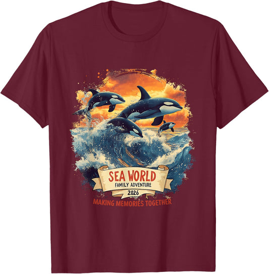Family Vacation Marine Life Adventure Crew 2026 Dolphin Trip T-Shirt - T-Shirt | Maroon
