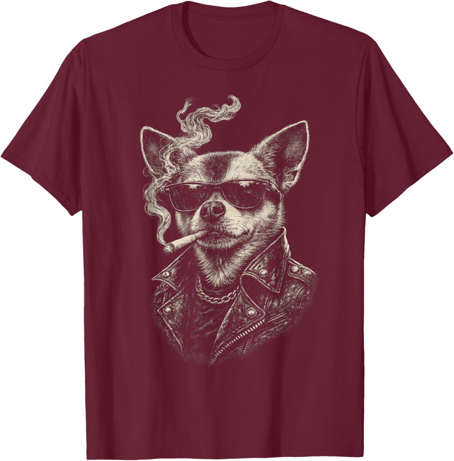Dog Smoking Cigarette Funny Chihuahua Meme T-Shirt - T-Shirt | Maroon