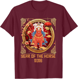 Year of The Horse Lunar New Year 2026 Chinese New Year 2026 T-Shirt - T-Shirt | Maroon