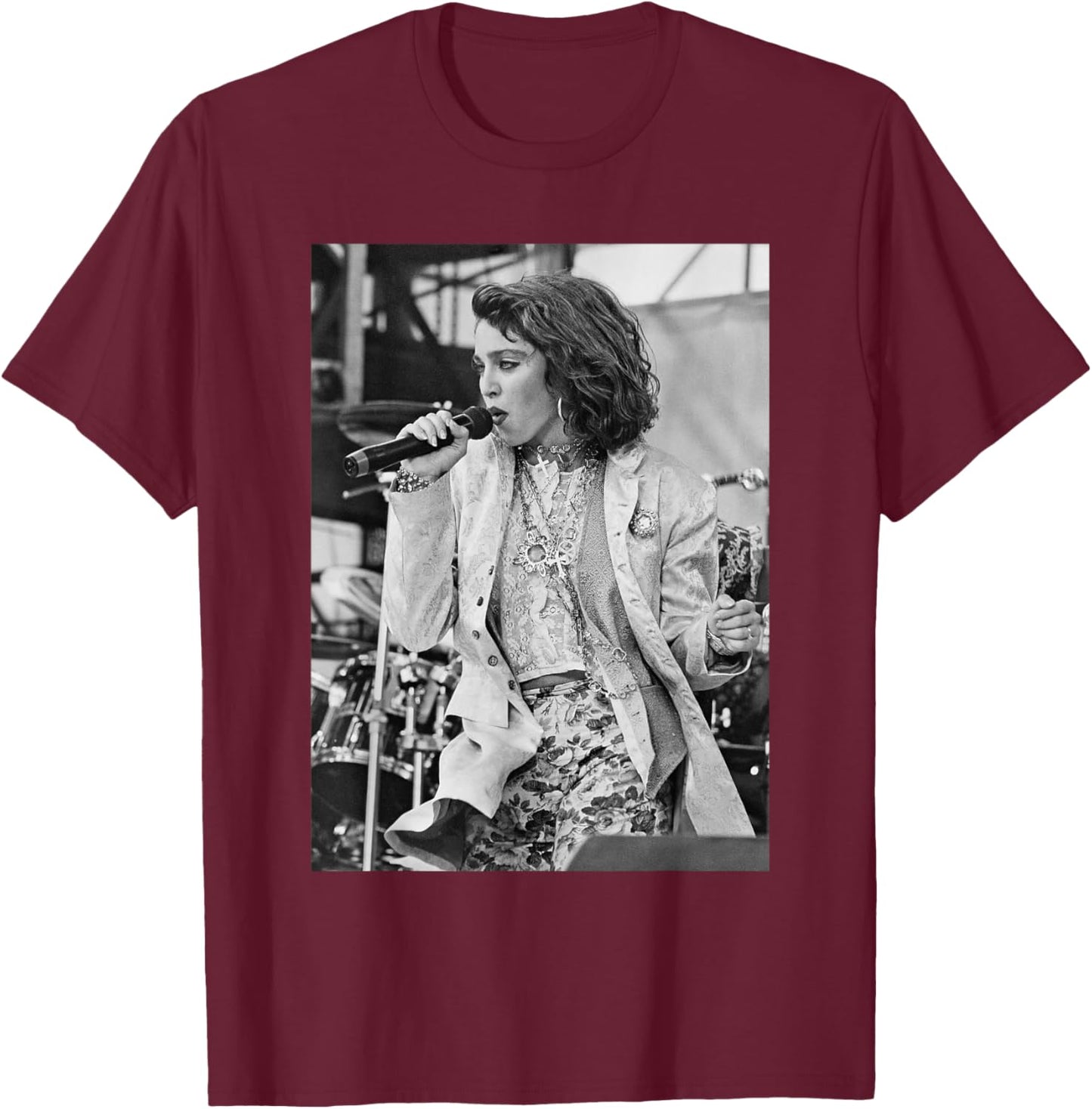 Madonna at Live Aid Dual Concert Philadelphia 1985 T-Shirt - T-Shirt | Maroon