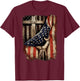 American USA Flag Christian Cross Patriotic (On Back) T-Shirt - T-Shirt | Maroon
